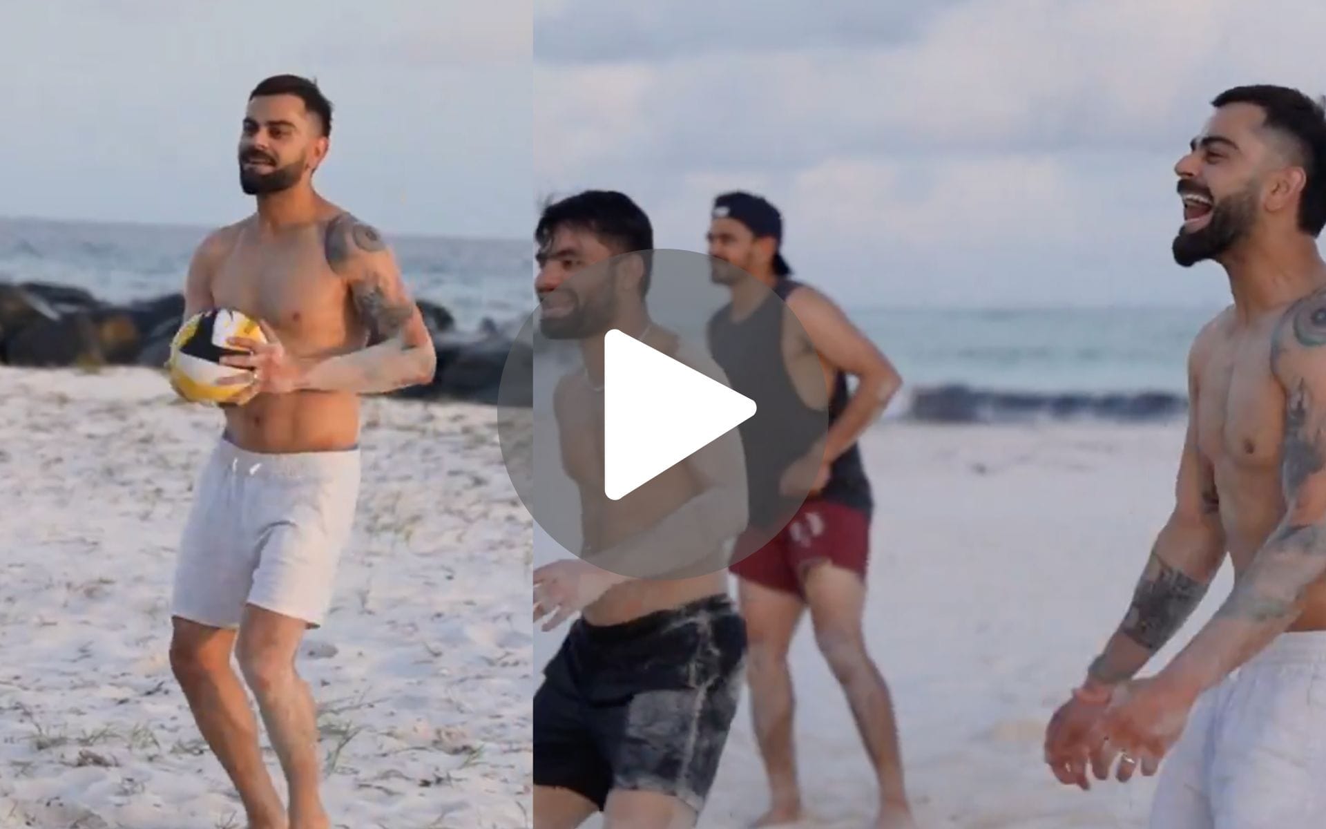 [Watch] No Rohit; Virat Team Up With Rinku To Show Off Skills Against Pandya In Beach-Volley